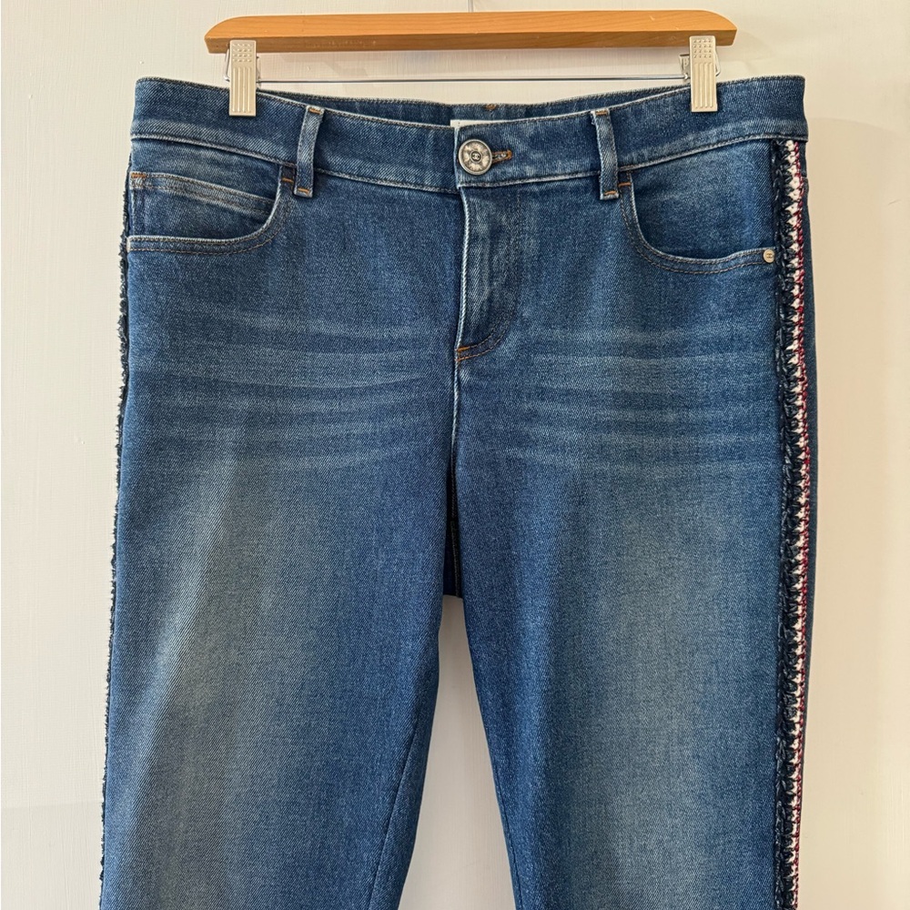 CHANEL Blue Straight Leg Jeans with Braided Detail 2019 Collection size 42 - Picture 4 of 17